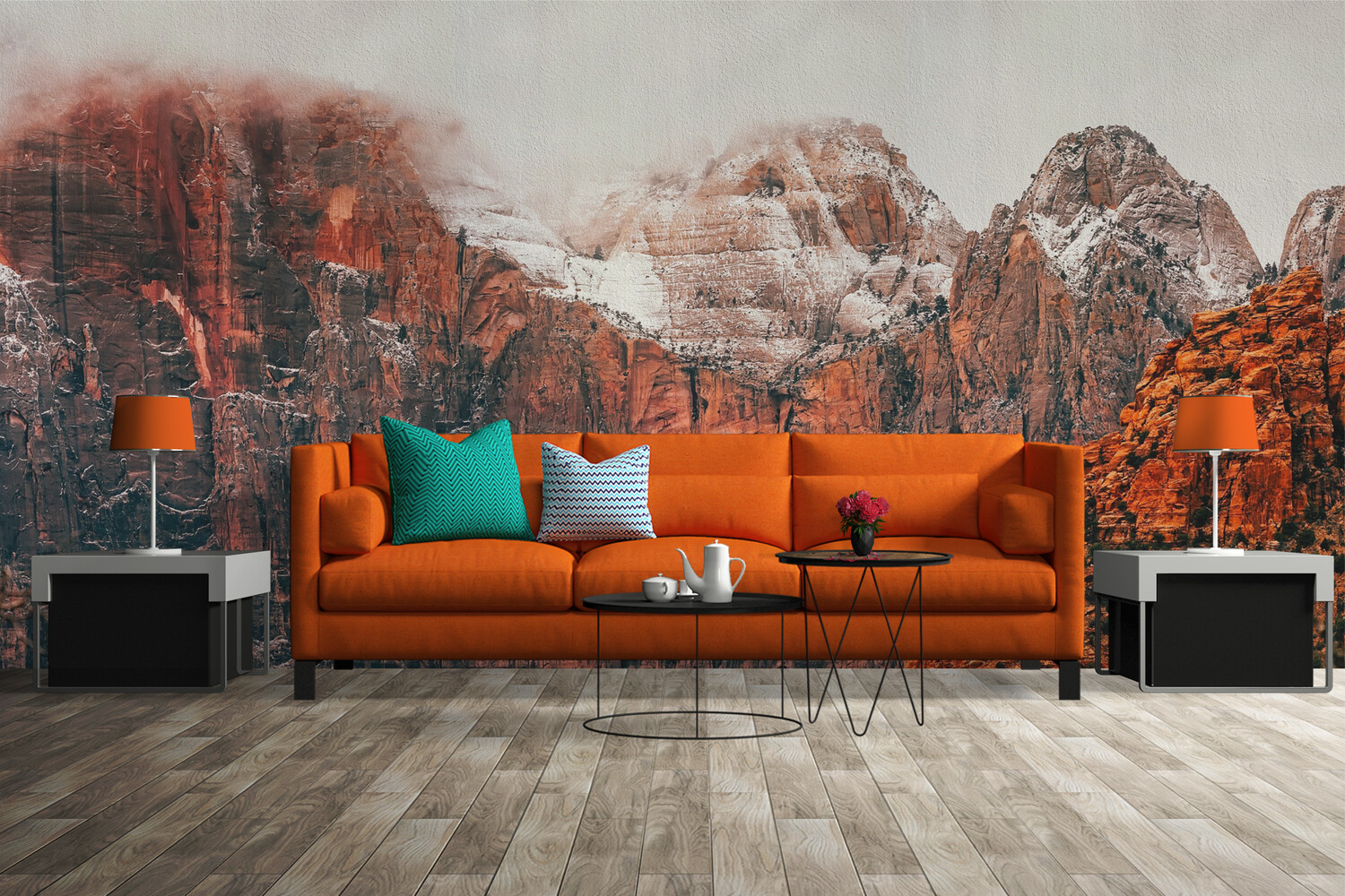 ORANGE MOUNTAINS | Vinyl Wall Mural for Any Room | Removable Vinyl Wallpaper ORANGE MOUNTAINS | Vinyl Wall Mural for Any Room | Removable Vinyl Wallpaper