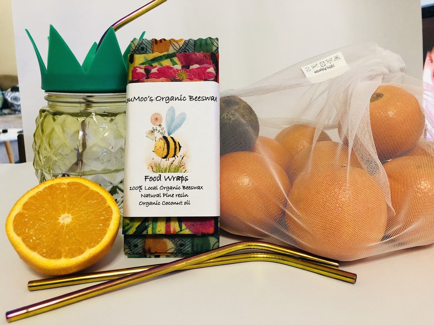 Organic Beeswax Food Wraps 4 x SNACK WRAPS. eco friendly. Made with love.