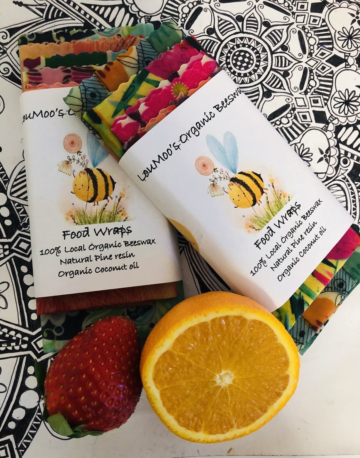 Organic Beeswax Food Wraps PACK OF FOUR! Eco friendly. Made with love. Made with love.