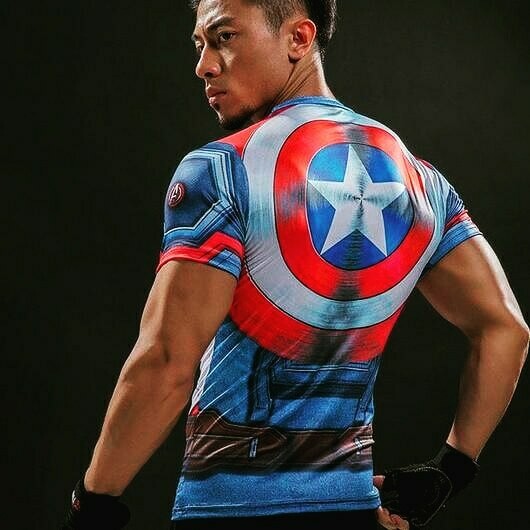 Compression Shirts Short Sleeves - Captain America