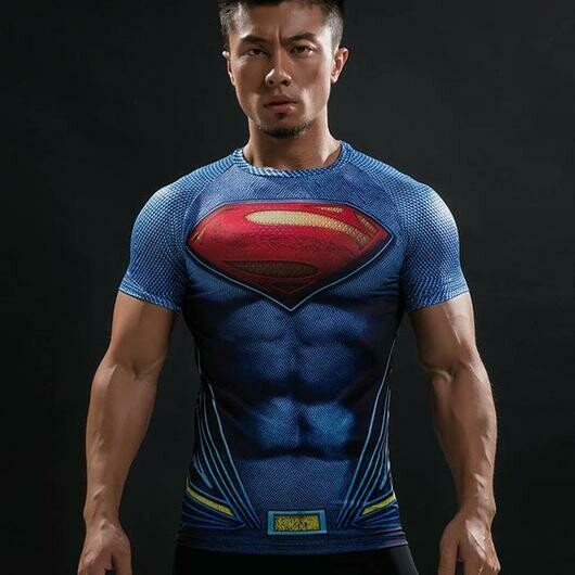 Supermen Compression Shirts Short Sleeves