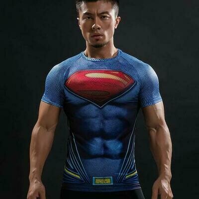 Supermen Compression Shirts Short Sleeves