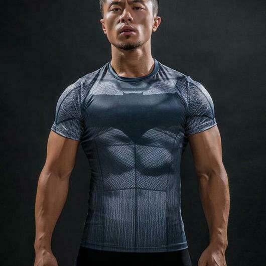 Compression Shirts Short Sleeves BatMan Superhero