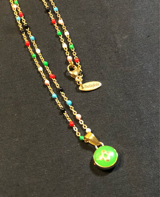 LV Flower Green Bag Charm Multicoloured Necklace