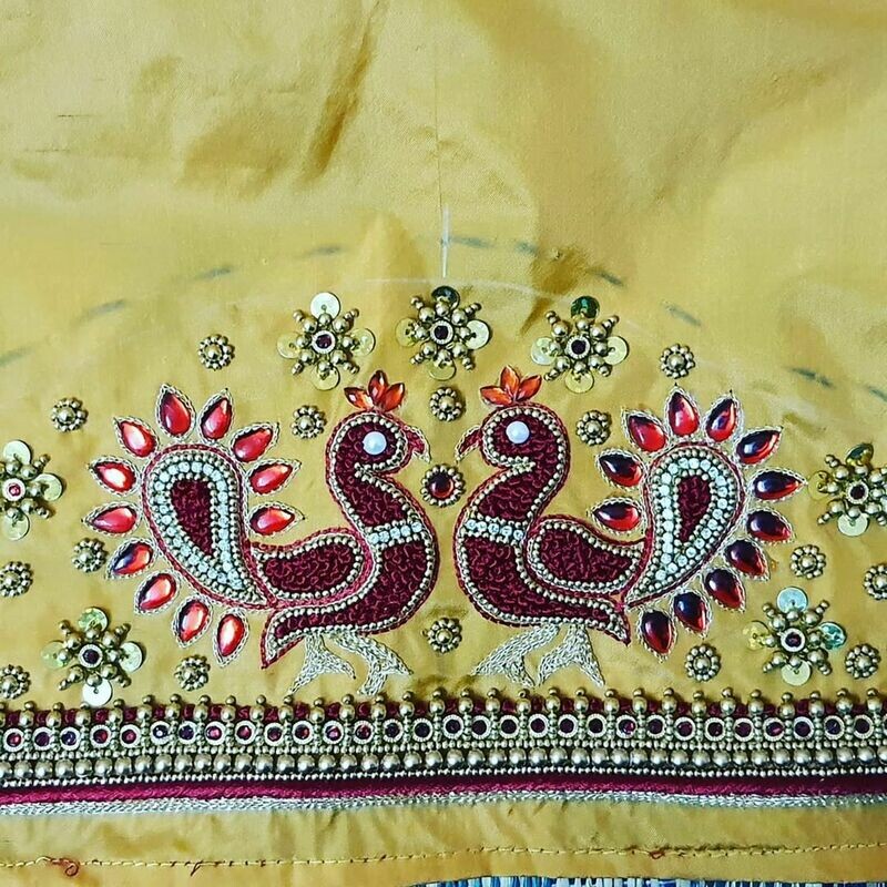 DESIGNER BRIDAL HAND WORK BLOUSE- yellow DESIGNER BRIDAL HAND WORK BLOUSE- yellow