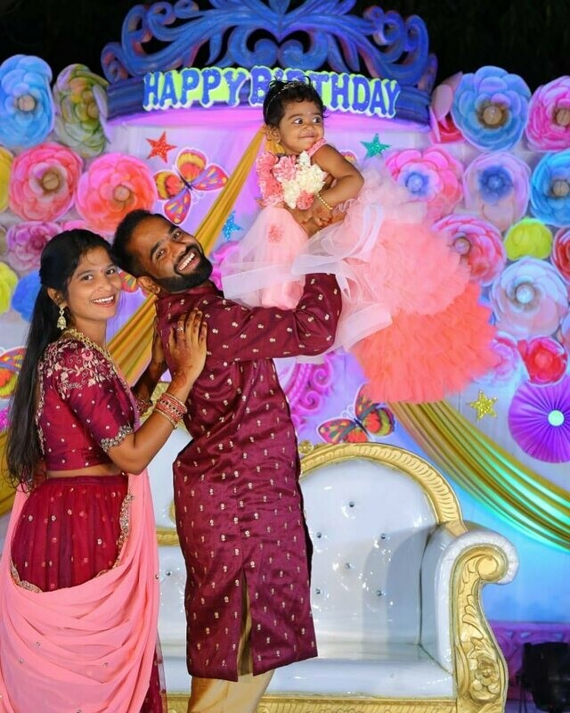 Mother+Father and Daughter Lehangha + Sherwani + Ruffle Frock Pink + Maroon