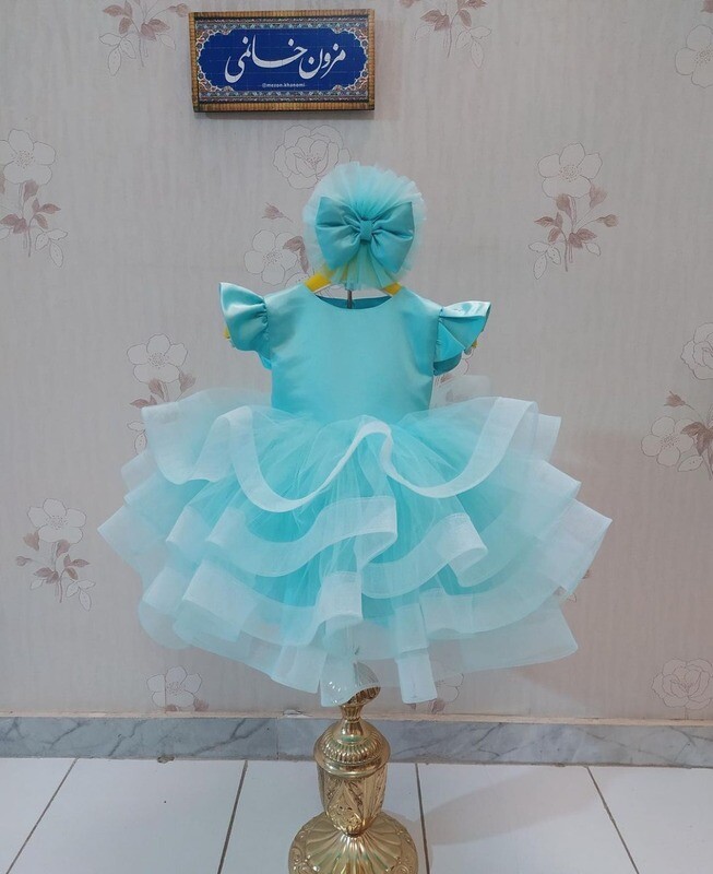 Sky Blue  Ruffles Frock Complementary Hairband