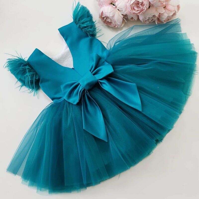Blue color Frock -Flower on The Shoulder Blue color Frock -Flower on The Shoulder