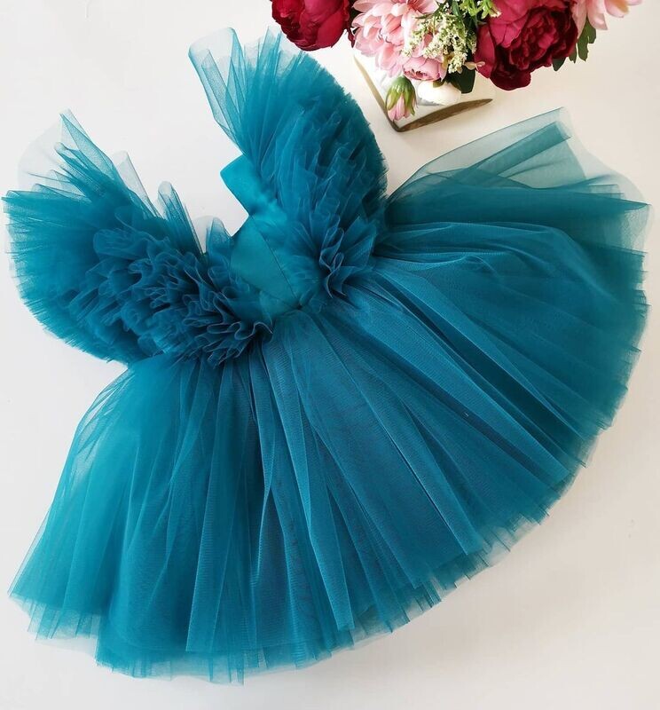 Designer Kids Ruffle Frock -Blue Colour Designer Kids Ruffle Frock -Blue Colour
