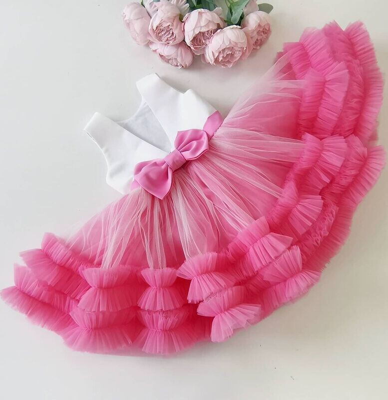 White And Pink Ruffle Frock White And Pink Ruffle Frock