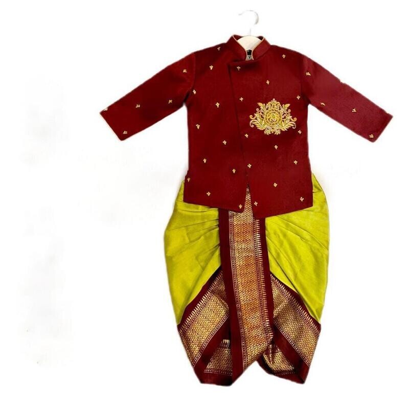 DESIGNER- KIDS -SHERWANI maroon & yellow DESIGNER- KIDS -SHERWANI maroon & yellow