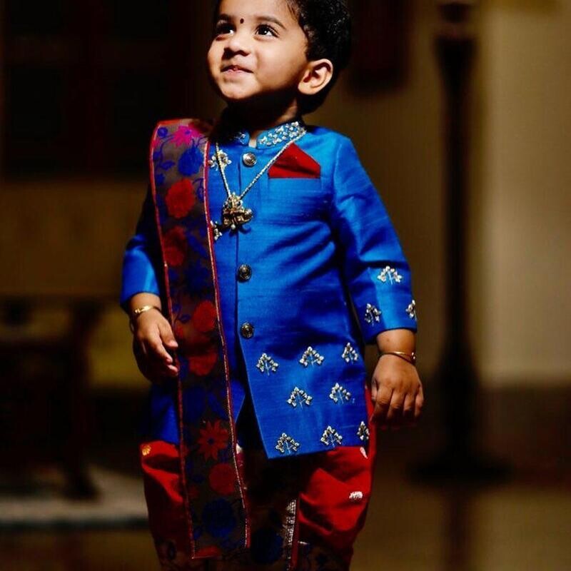 DESIGNER- KIDS -SHERWANI -blue & red colour DESIGNER- KIDS -SHERWANI -blue & red colour