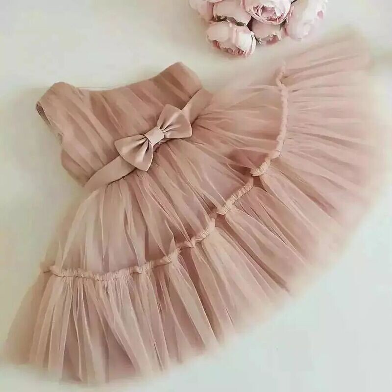 Designer Ruffle Frock - Light Sand Colour Designer Ruffle Frock - Light Sand Colour
