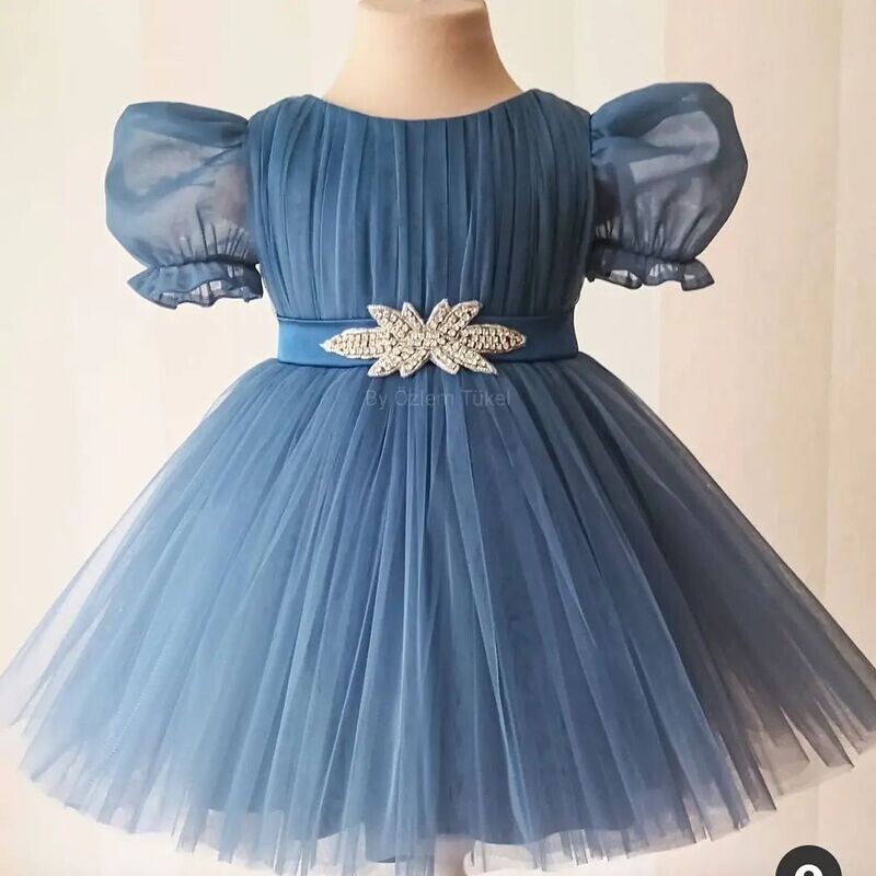 Designer Ruffle Frock - Dark Blue Colour Designer Ruffle Frock - Dark Blue Colour