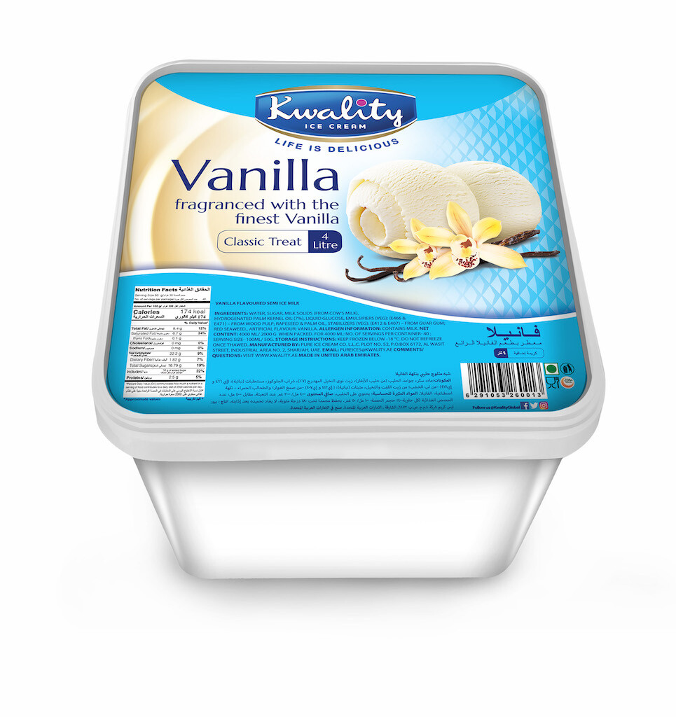 Vanilla Ice Cream 4ltr Carton آيس كريم فانيليا 4 لتر كرتون