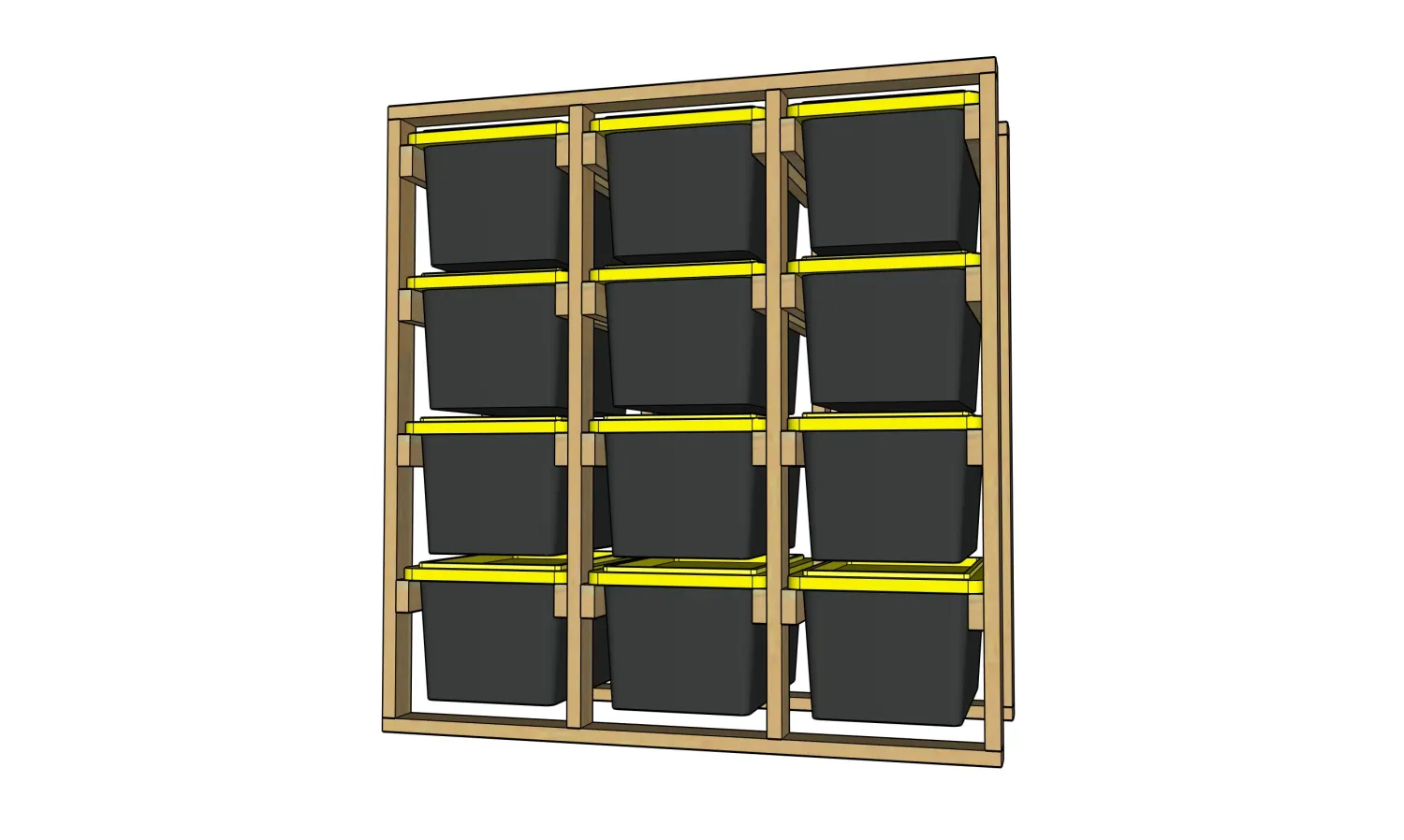 12 Bin Storage Shelf with 12 - 27Gallon Totes