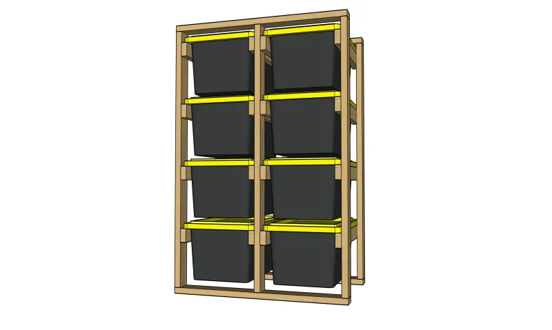 Tote Storage Shelf 8 bin with 27 gallon totes