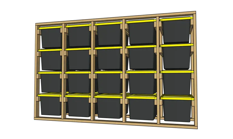 Tote Storage Shelf 20 Bin Includes 20 - 27 gallon Totes