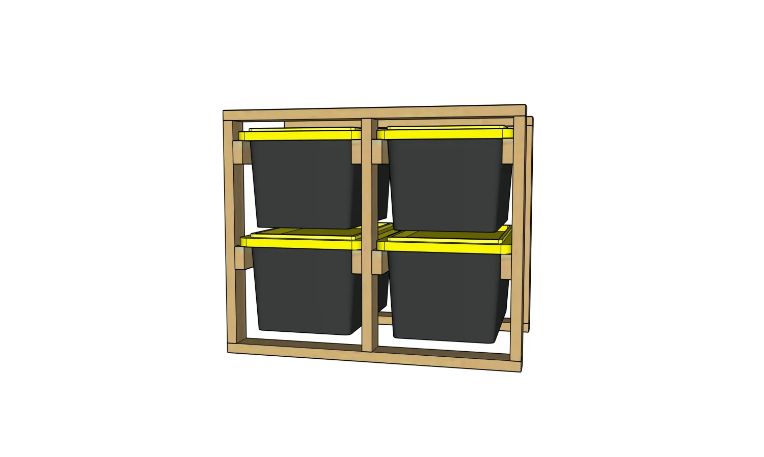 tote Storage Shelf 4 Bin Includes 4 - 27 Gallon Totes