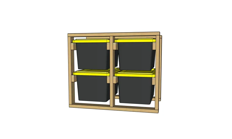 tote Storage Shelf 4 Bin Includes 4 - 27 Gallon Totes