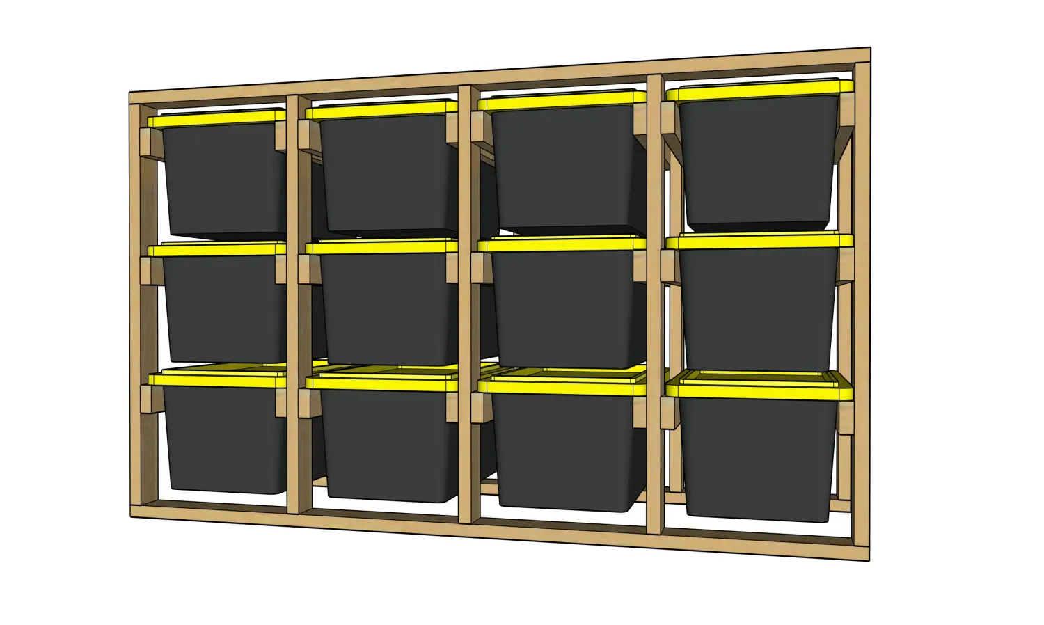 12 Bin Storage Shelf with 12 - 27 Gallon Totes