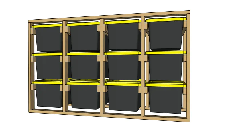 12 Bin Storage Shelf with 12 - 27 Gallon Totes
