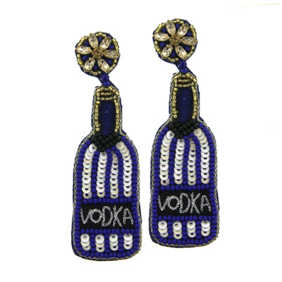 Vodka Blue Bottle Earrings