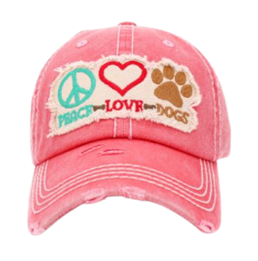 Peace, Love & Dogs Cap Pink