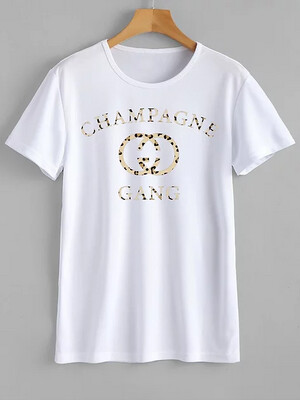 Champagne Gang Leopard Print XXL Tee