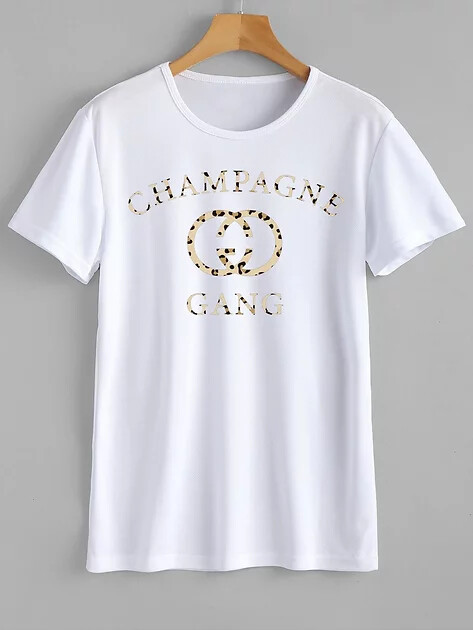 Champagne Gang Leopard Print Medium Tee