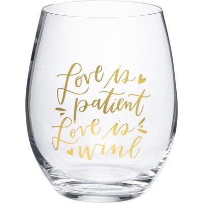 Love is Patient Stemless Wine Glass