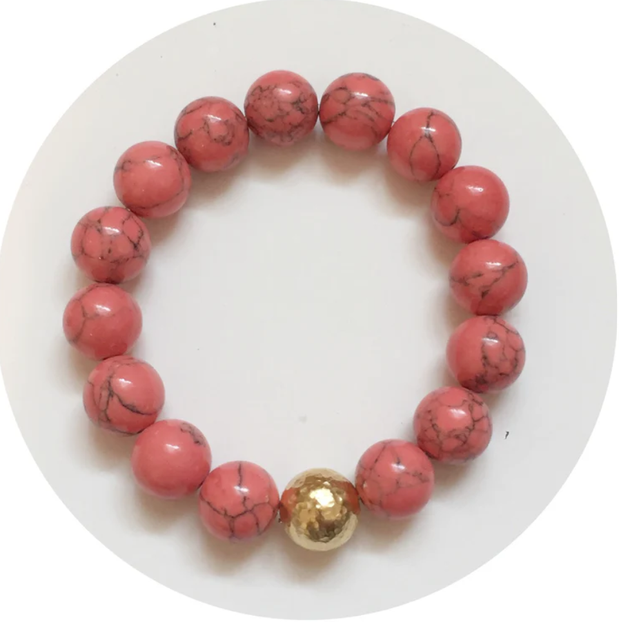 Coral Pink Howlite Bracelet