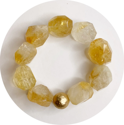CITRINE NUGGET WITH HAMMERED GOLD ACCENT