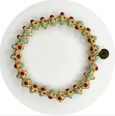 RED/TURQUOISE FILIGREE BRACELET