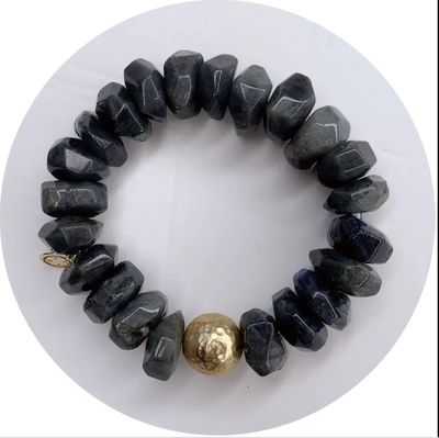 LABRADORITE NUGGET WITH HAMMERED GOLD ACCENT