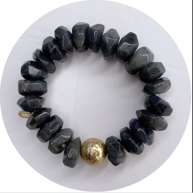 LABRADORITE NUGGET WITH HAMMERED GOLD ACCENT