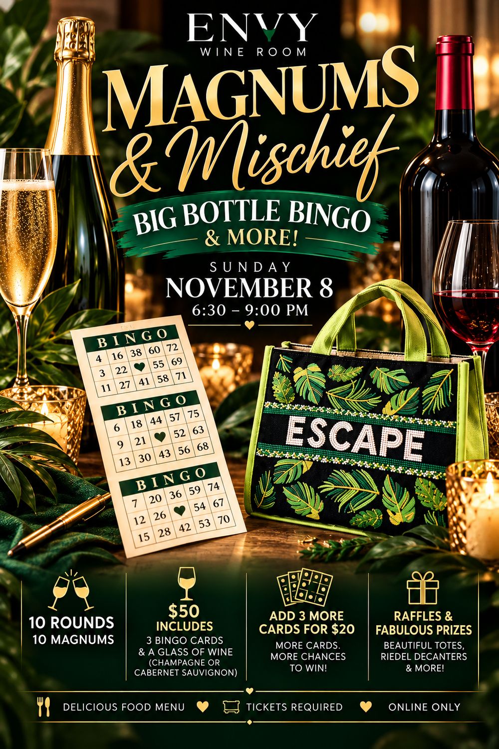 Magnums &amp; Mischief: Big Bottle Bingo at Envy Wine Room