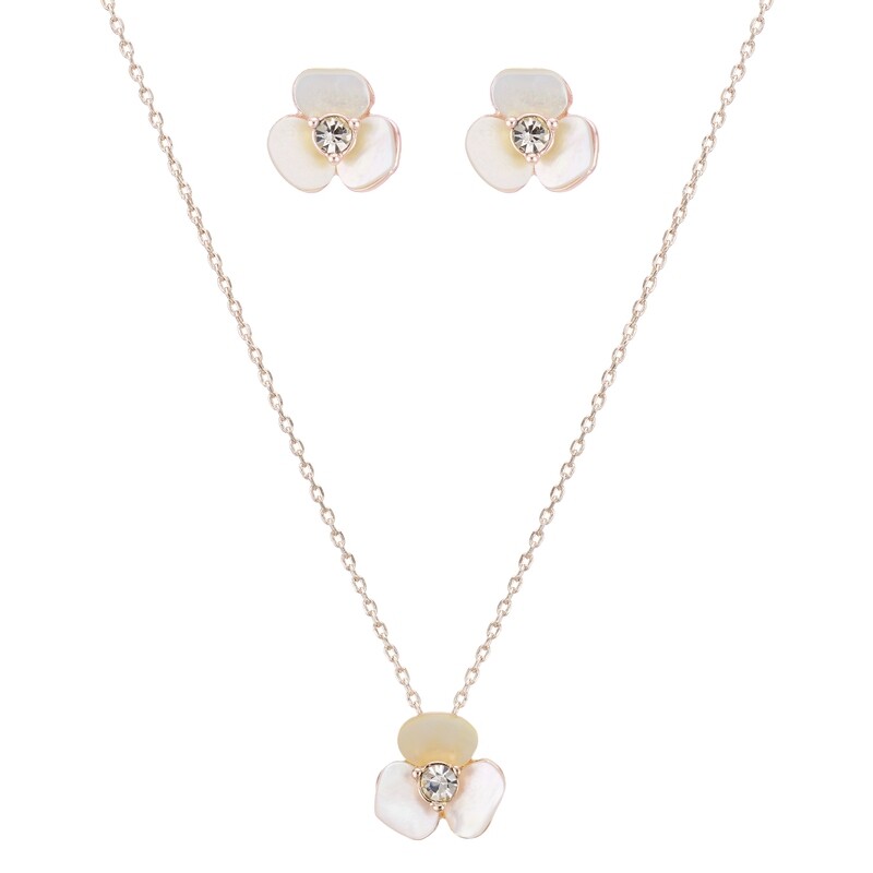 Buckley London® Mop Flower Earring and Pendant Set