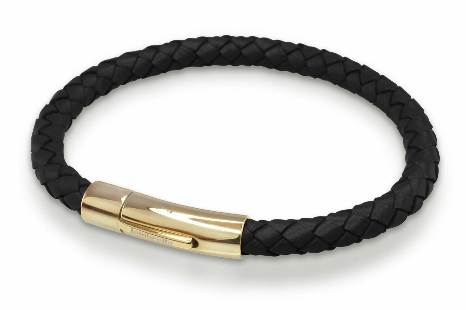 Bracelet Braided Leather, COLOR: BLACK GOLD