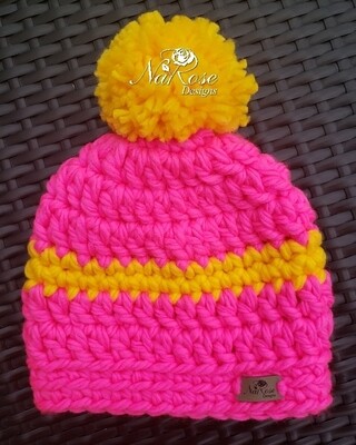 Pink and Yellow Beanie