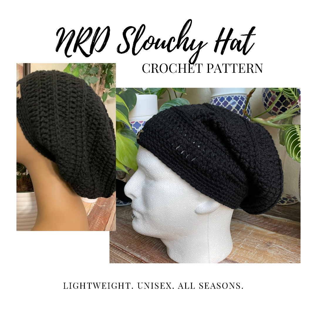NRD Simple Slouchy Hat Crochet PDF PATTERN Only