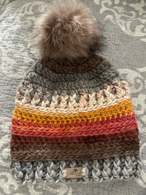 Rustic Beanie With Removable PomPom