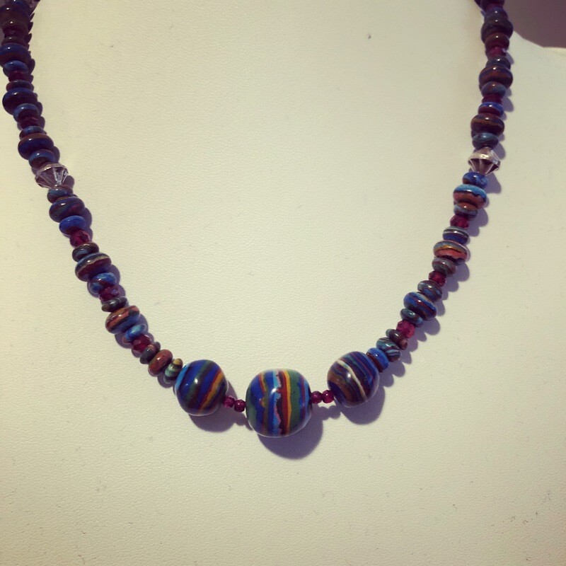 Rainbow Casilica and Red Garnet Necklace