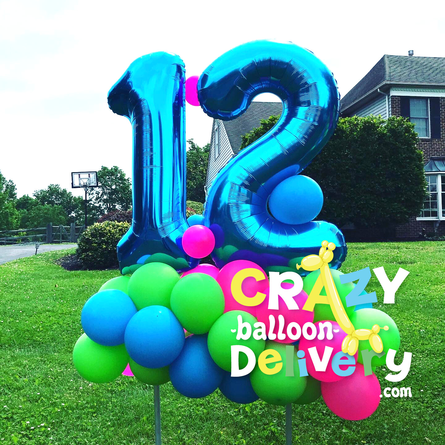OUTDOOR sleek & simple Jumbo birthday number balloon arrangement, 2 digits