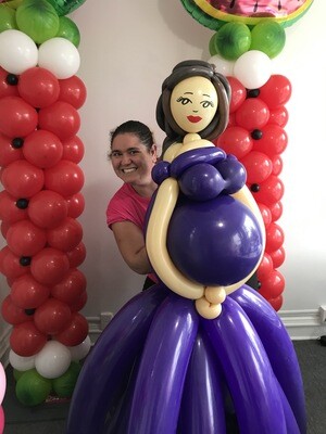 Giant Gender Reveal Balloon Statue, full ball gown