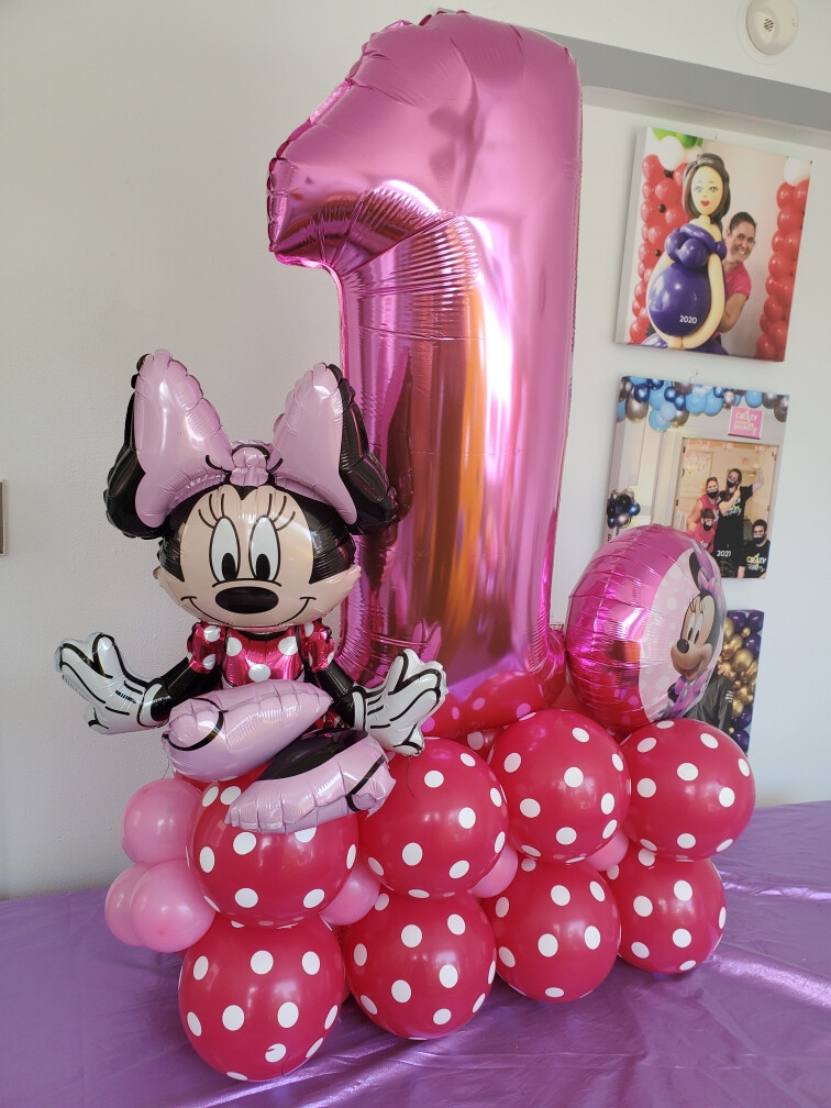 Indoor number birthday balloon arrangement with 2 foils