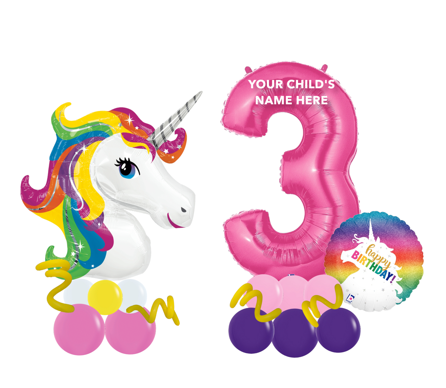 Unicorn balloon milestone number package, long lasting air filled
