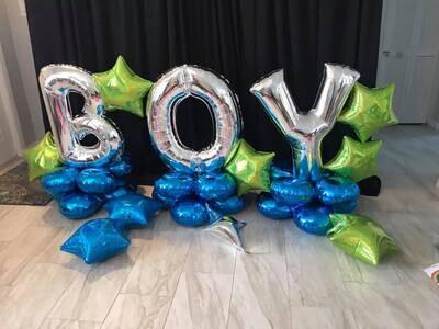 Giant baby shower balloon letter decorations, air filled long lasting