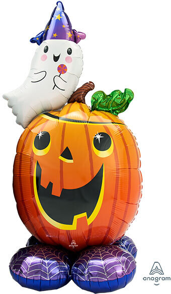Huge halloween balloon pumpkin and ghost, air filled
