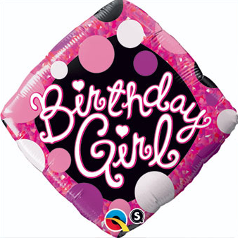 Diamond shaped birthday girl balloon, 18 inches